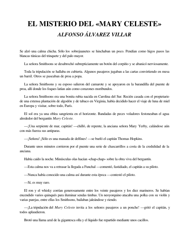 Portada de El Misterio del Mary Celeste